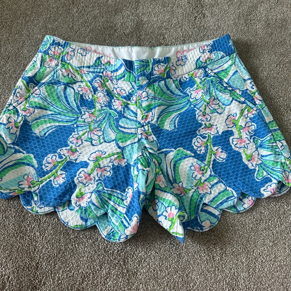 Lilly Pulitzer High Waist Blue and Green Shorts